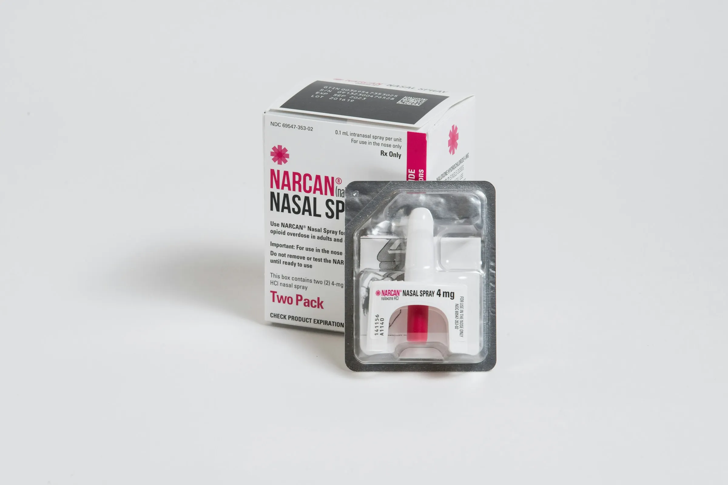 a package of narcan sitting on top of a white table
